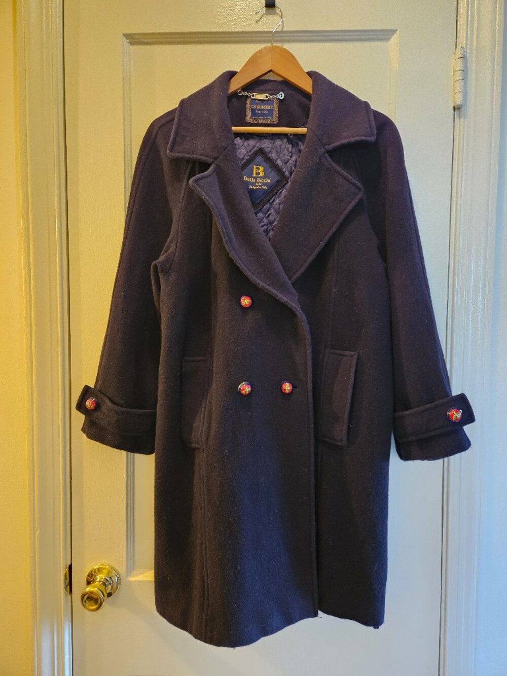 Vintage Wool and Cashmere Navy Blue Coat